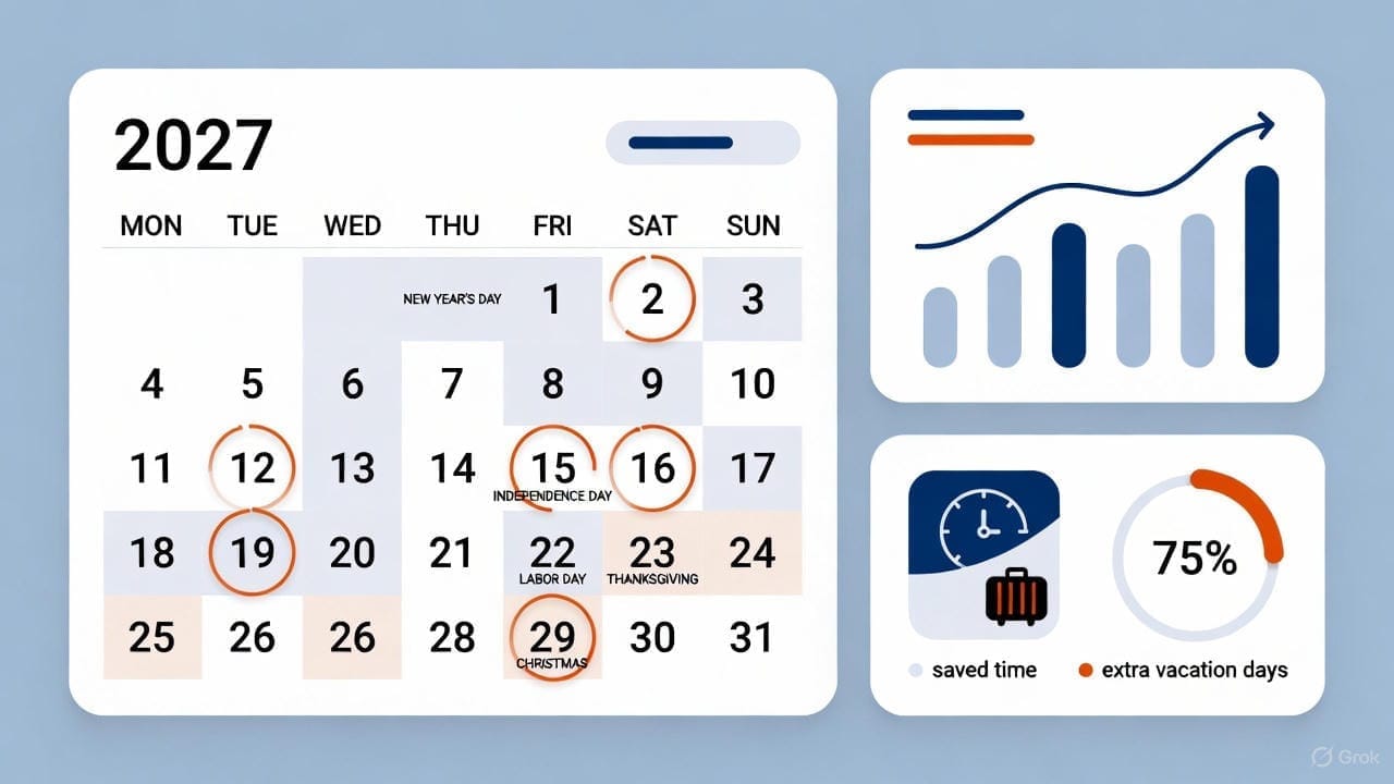 Illustration : Congés 2027 : le guide complet pour doubler vos vacances malgré un calendrier difficile
